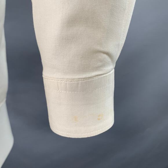 CLAUDE MONTANA S White Pleated Cotton Spread Collar Oversized Long Sleeve Shirt - Picture 7 of 12